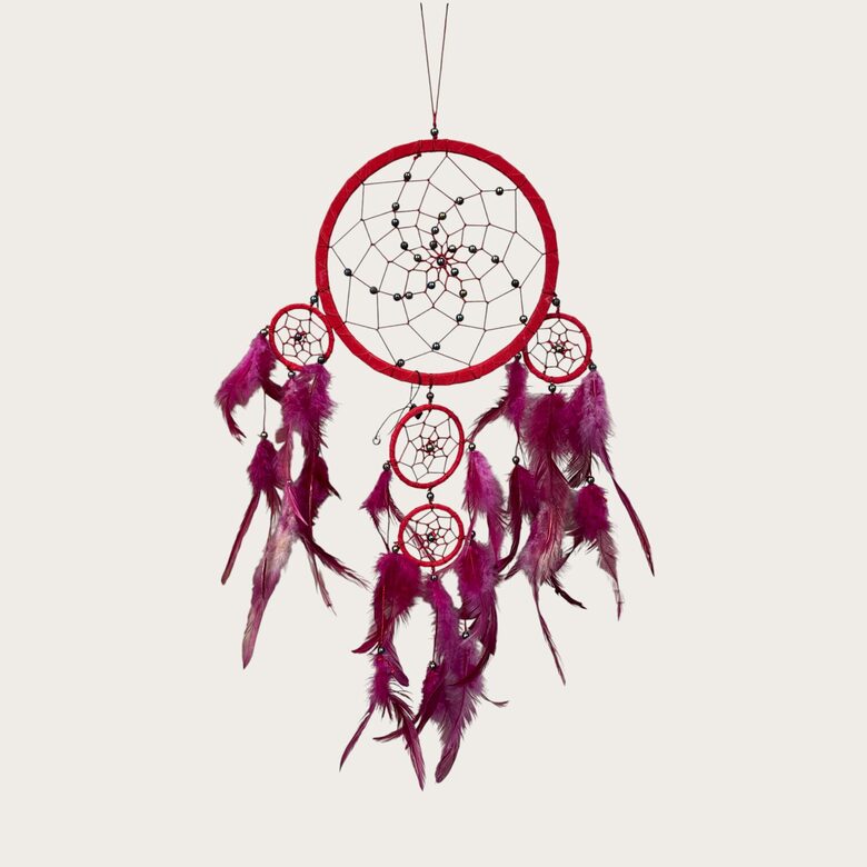 Sapņu ķērājs Bali (zamšādas audums sarkanā krāsā) lielais